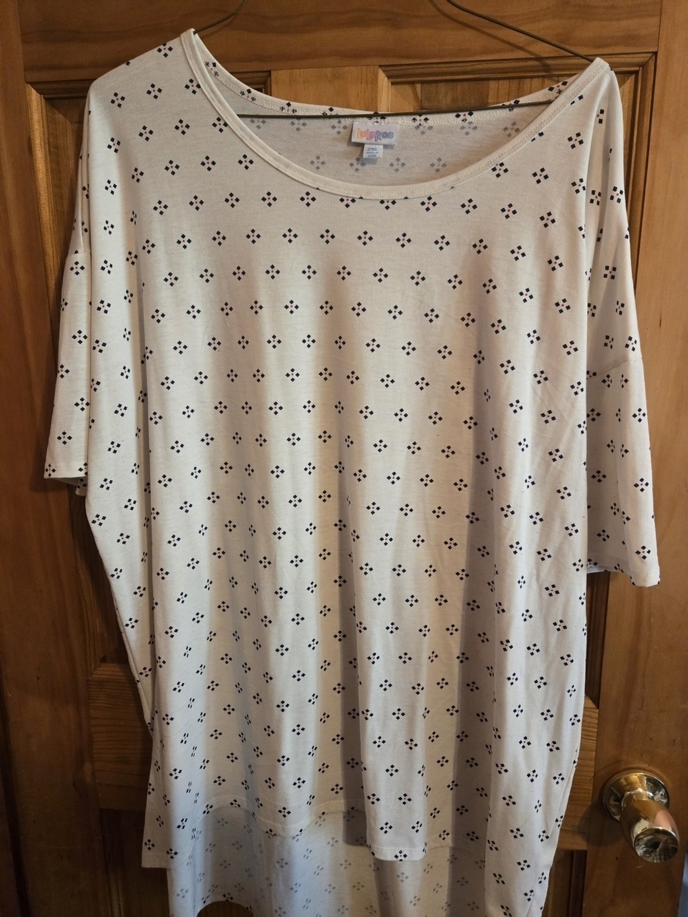 LuLaRoe  Scoop Neck Tunic with Tiny Navy Floral Motif